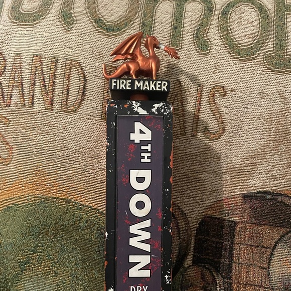 FIRE MAKER Brewing Company 4th Down Dry Hopped IPL Beer Tap Handle w/ Dragon - Picture 2 of 11